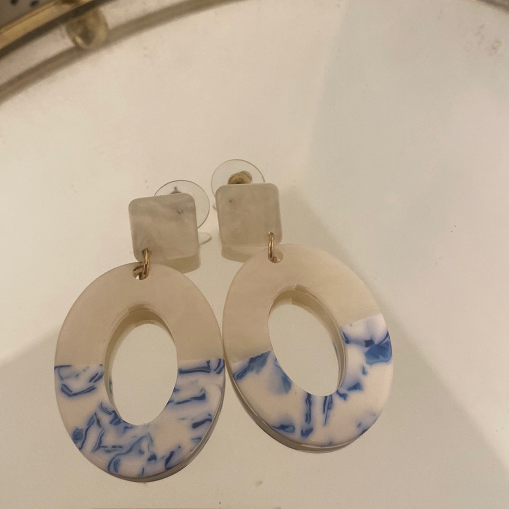Blue and White Earrings